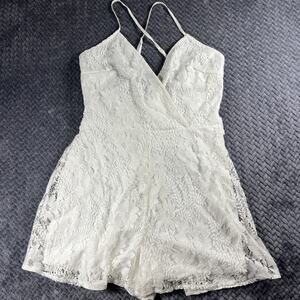Ivory White Romper Size Medium Coquette Coastal Cowgirl Y2K Lace Ellie Bazar